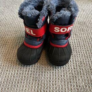Sorel Kids' Black and Red Winter Boots